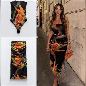 🔥🔥🔥Zara Tropical 2 piece skirt set